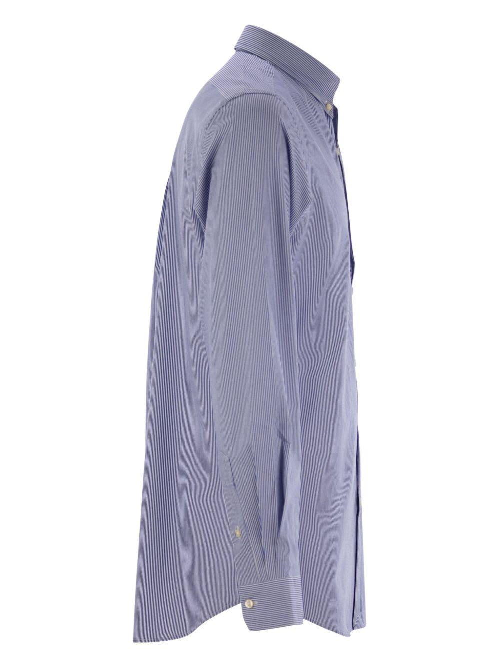 Camicia blu/bianco a righe con logo Polo Pony 