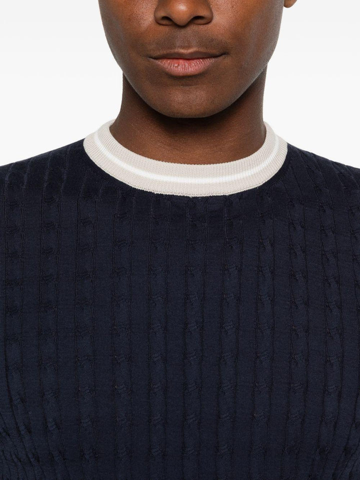 T-shirt in maglia blu/tortora 