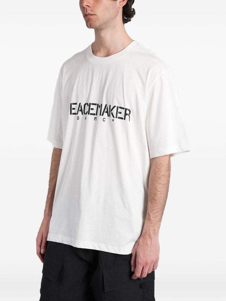 T-shirt con stampa logo bianca 