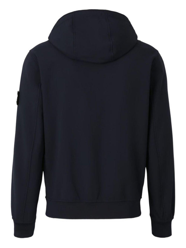 Felpa blu navy con cappuccio e applicazione Compass 