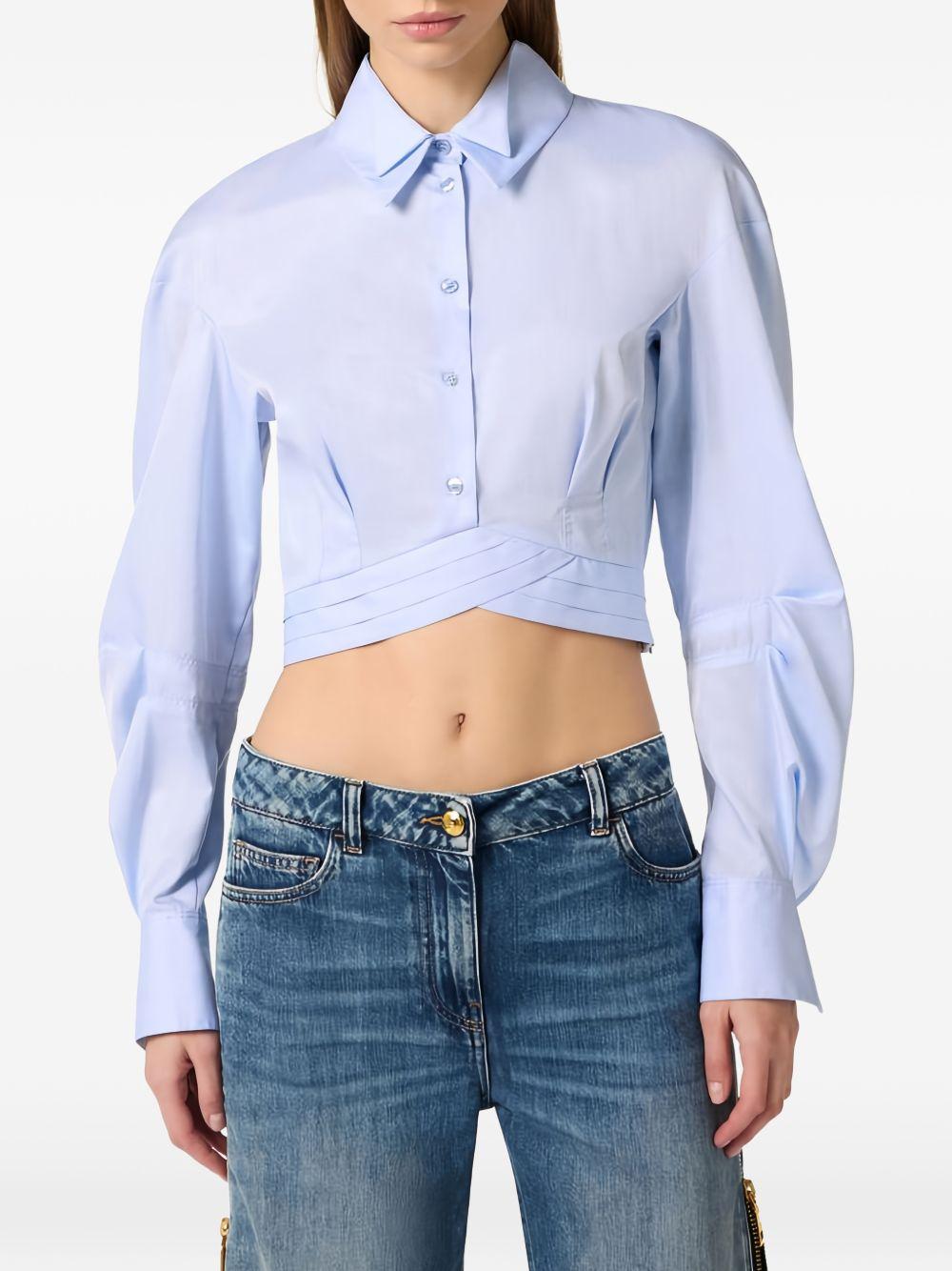 Camicia crop con doppio colletto 
