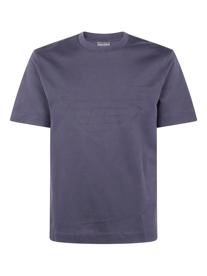 T-shirt blu navy girocollo in cotone 
