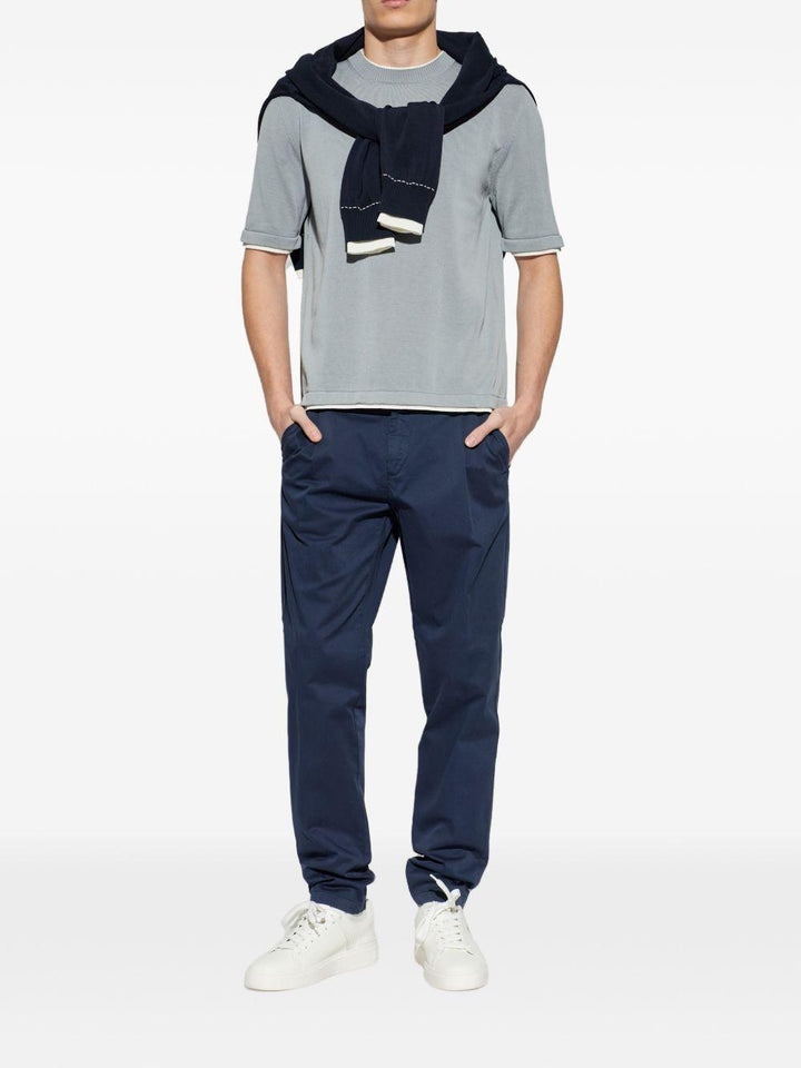 T-shirt denim e bianco girocollo 