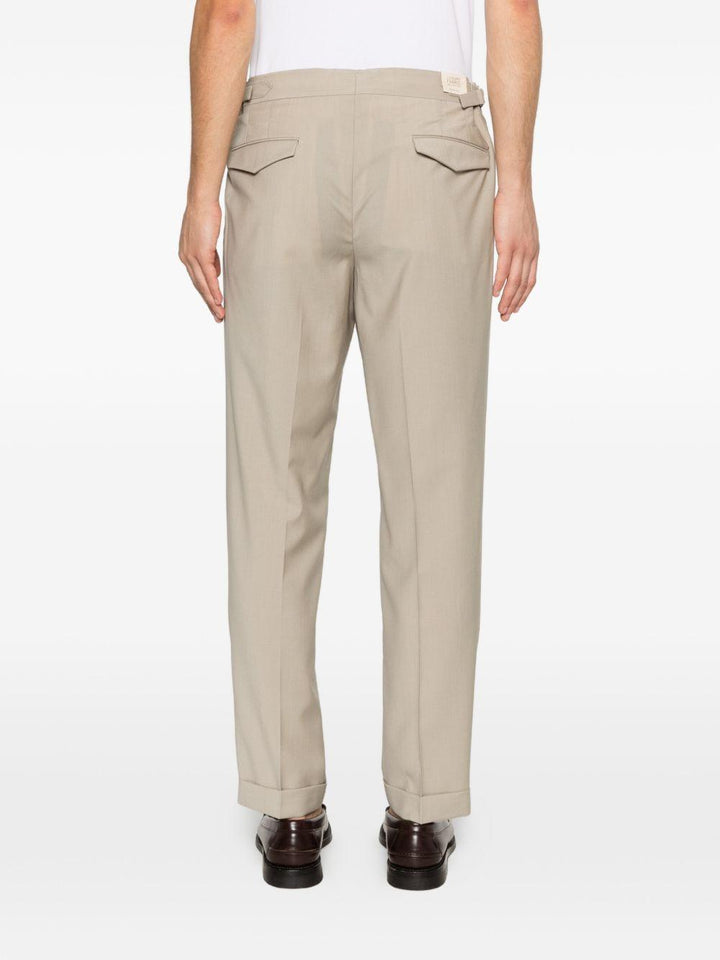 Pantaloni sartoriali kaki con pieghe 