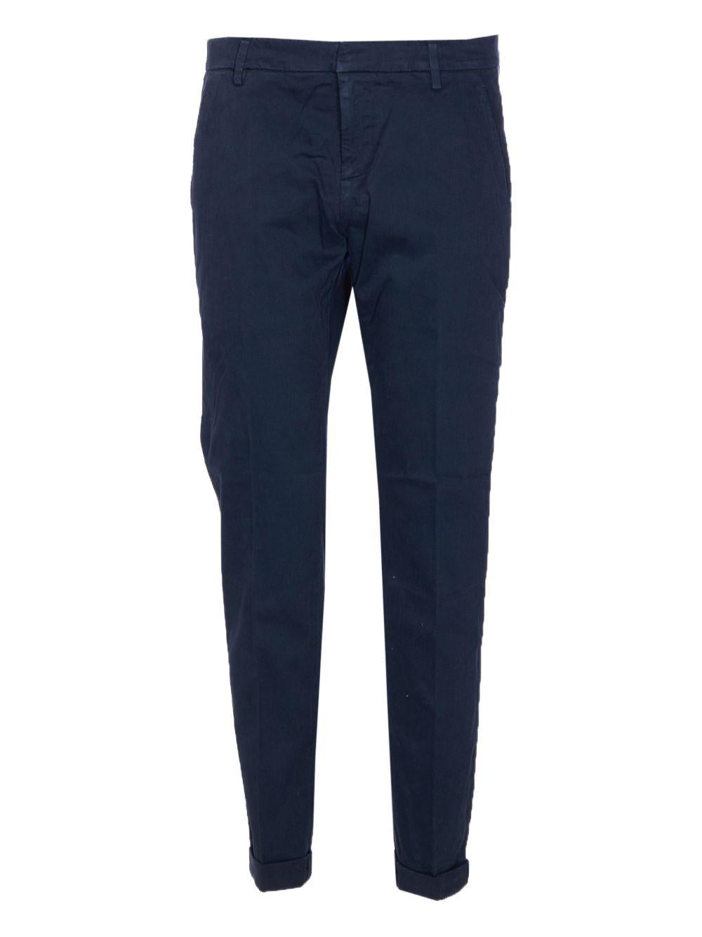 Chino blu in cotone con chiusura nascosta 