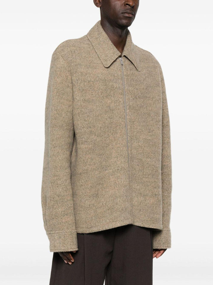 Giacca beige in lana con zip 