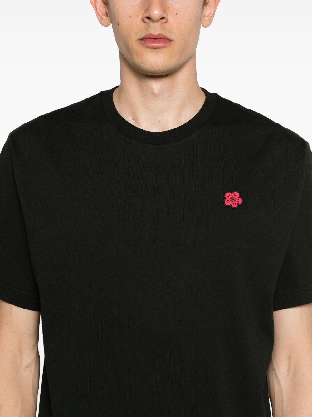 T-shirt nera con applicazione Boke Flower 