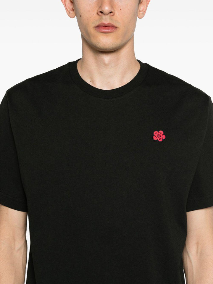 T-shirt nera con applicazione Boke Flower 