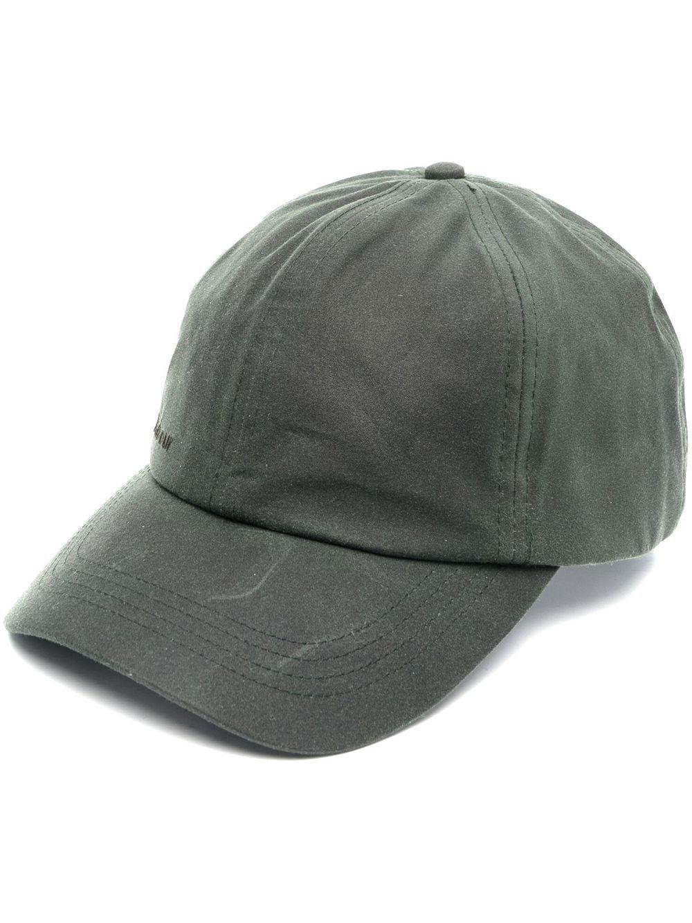 Cappello verde in cotone con ricamo 