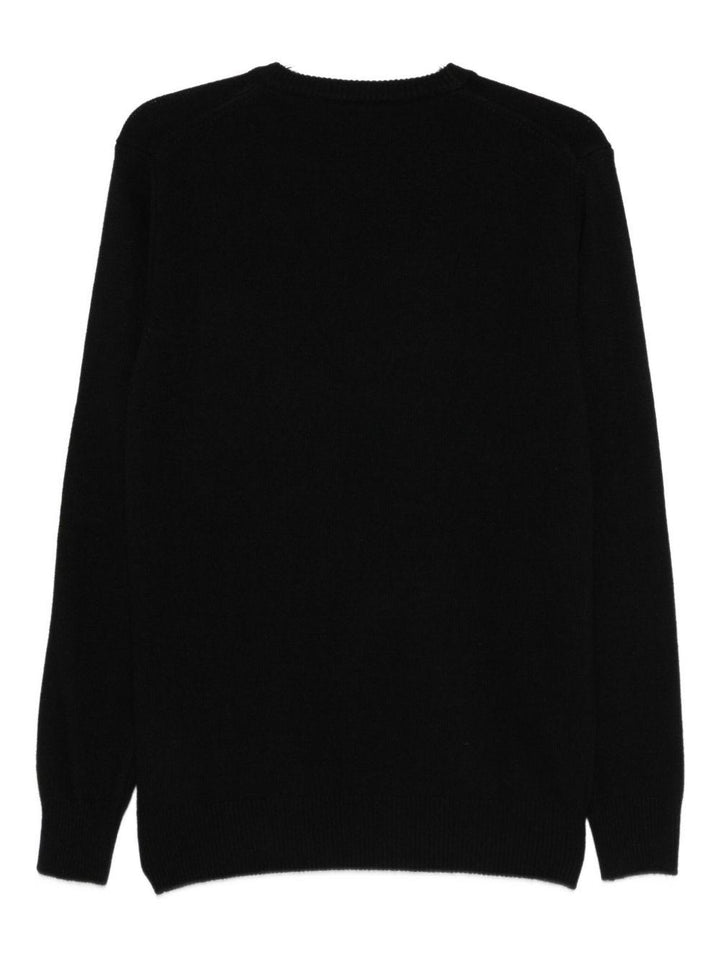 Maglione nero girocollo con ricamo 