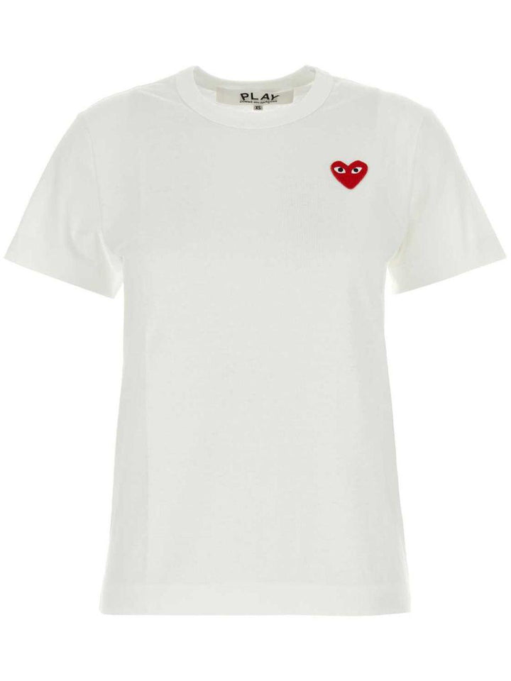 T-shirt bianca con stampa cuore rosso 