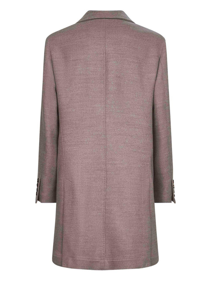 Cappotto monopetto tortora con revers a lancia 