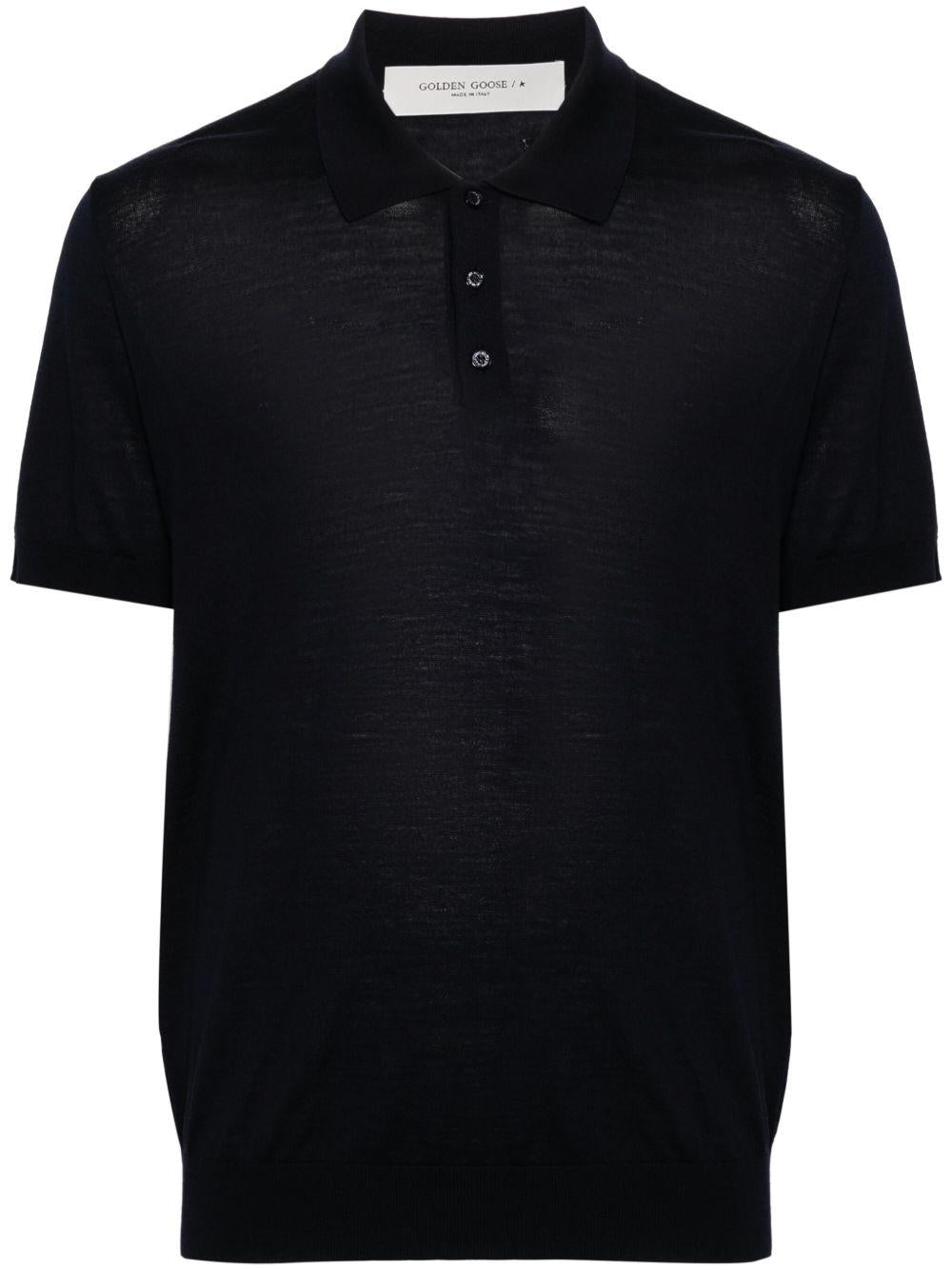 Polo blu in maglia 