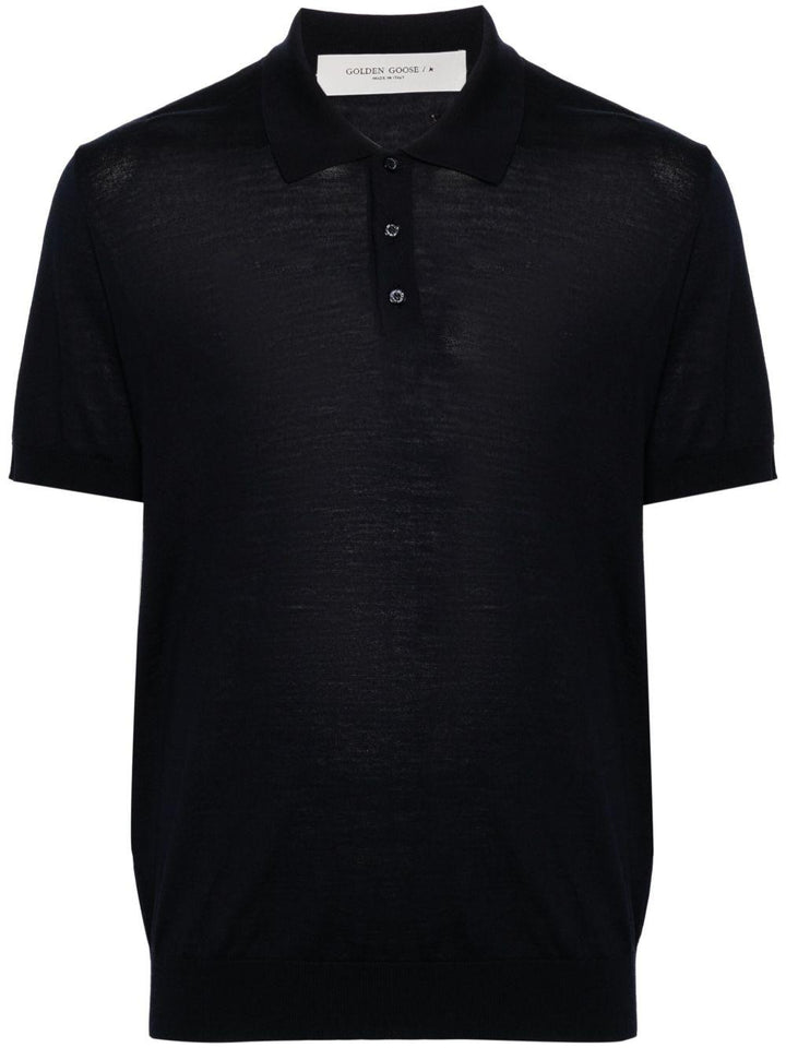 Polo blu in maglia 