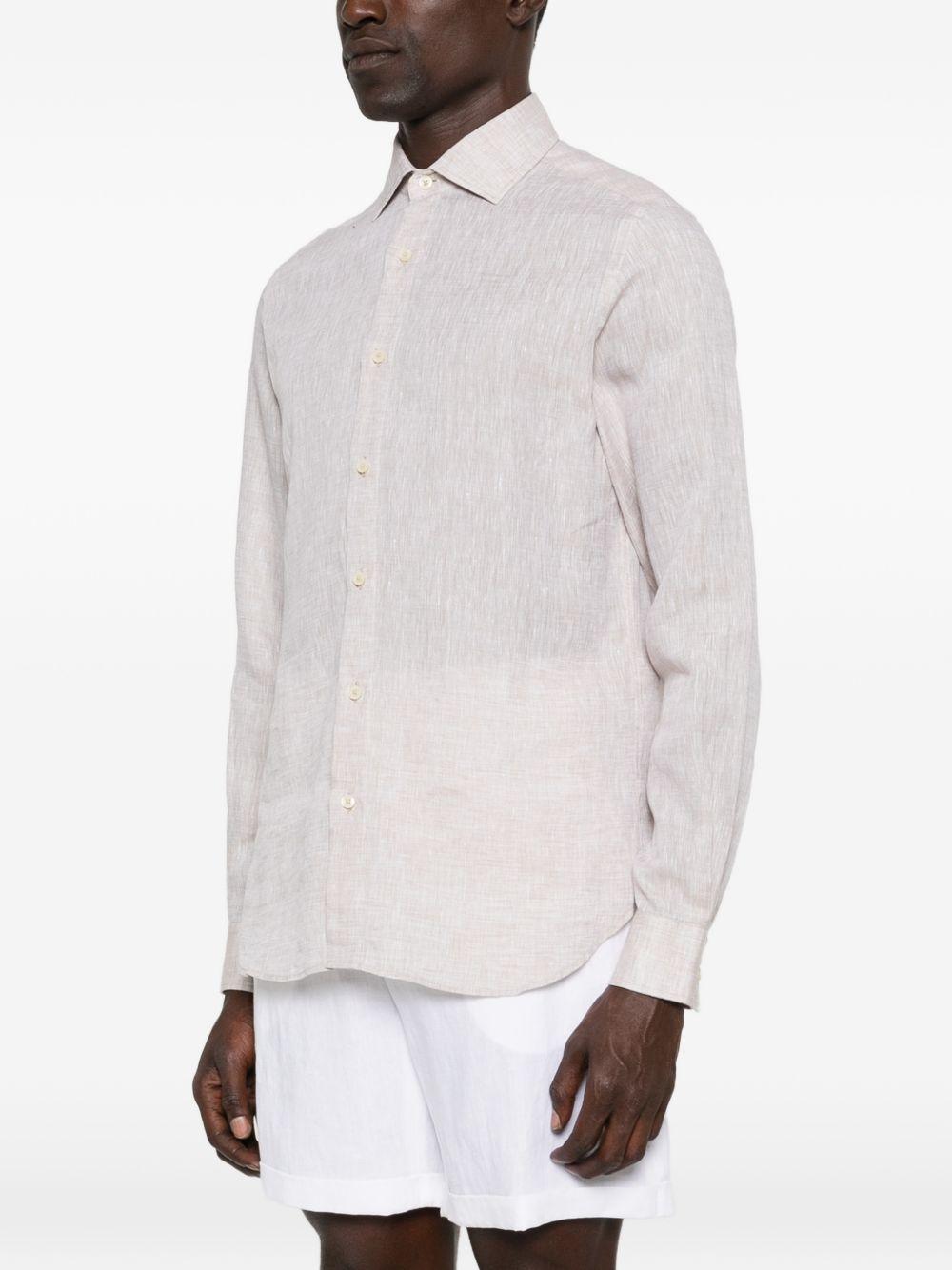 Camicia natural in lino con bottoni 