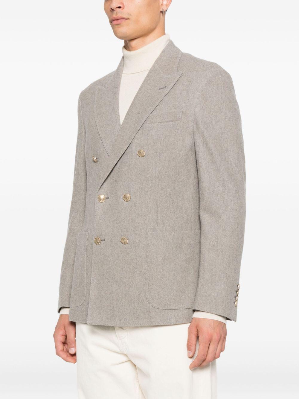 Blazer grigio doppiopetto con tasche applicate