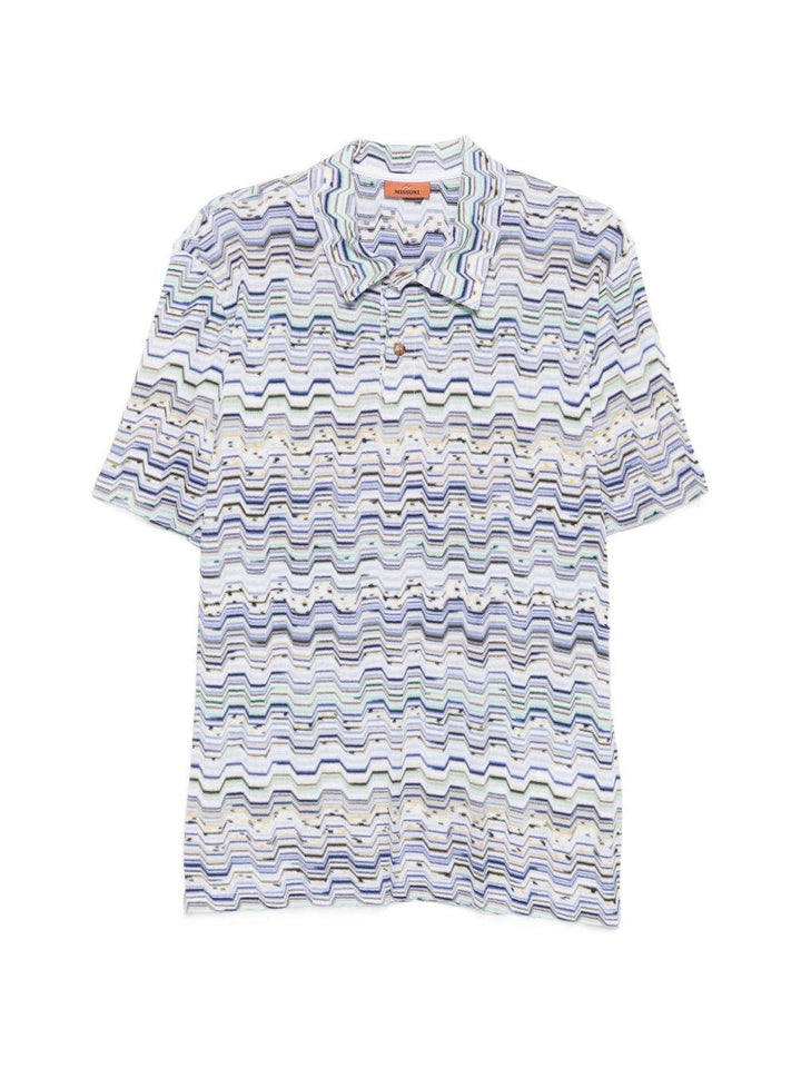 Polo light blu con motivo a zig zag 