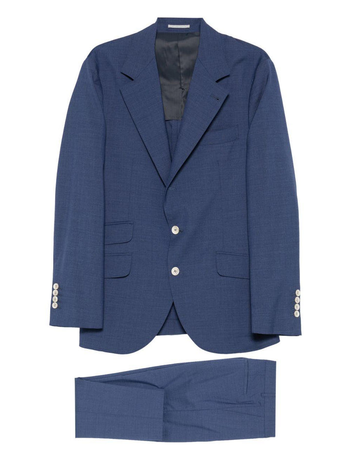 Abito monopetto con revers a lancia blu royal 