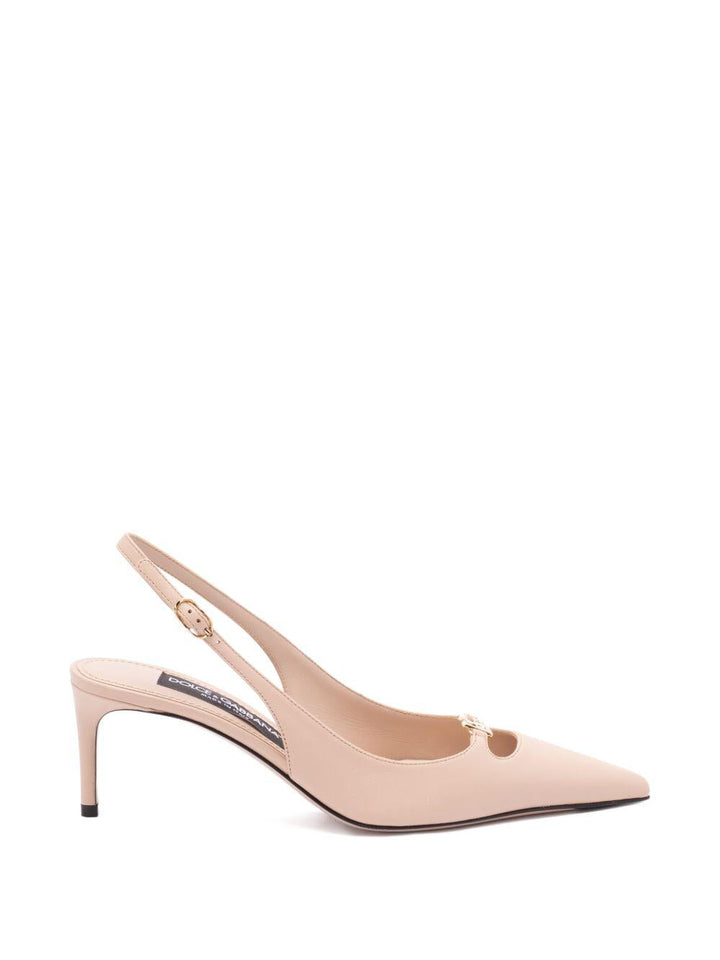 Slingback con logo in pelle da 60 mm 