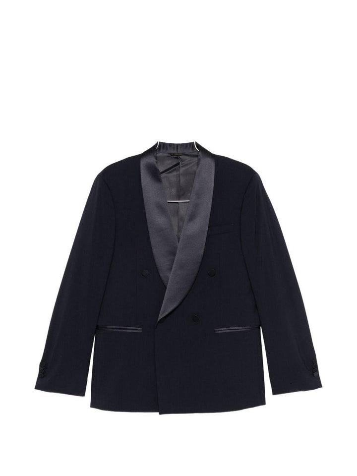 Smoking blu navy doppiopetto con rever sciallato 