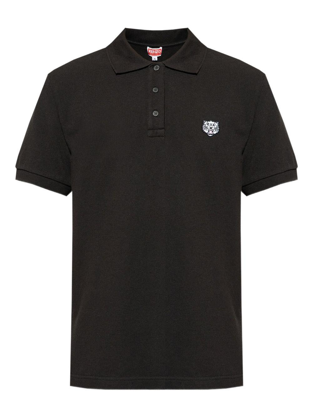 Polo nera con ricamo Tiger 