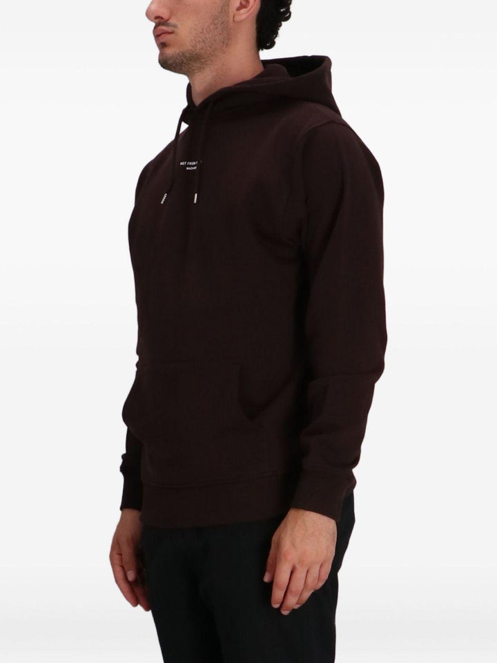 Felpa con cappuccio marrone scuro con logo ricamato 