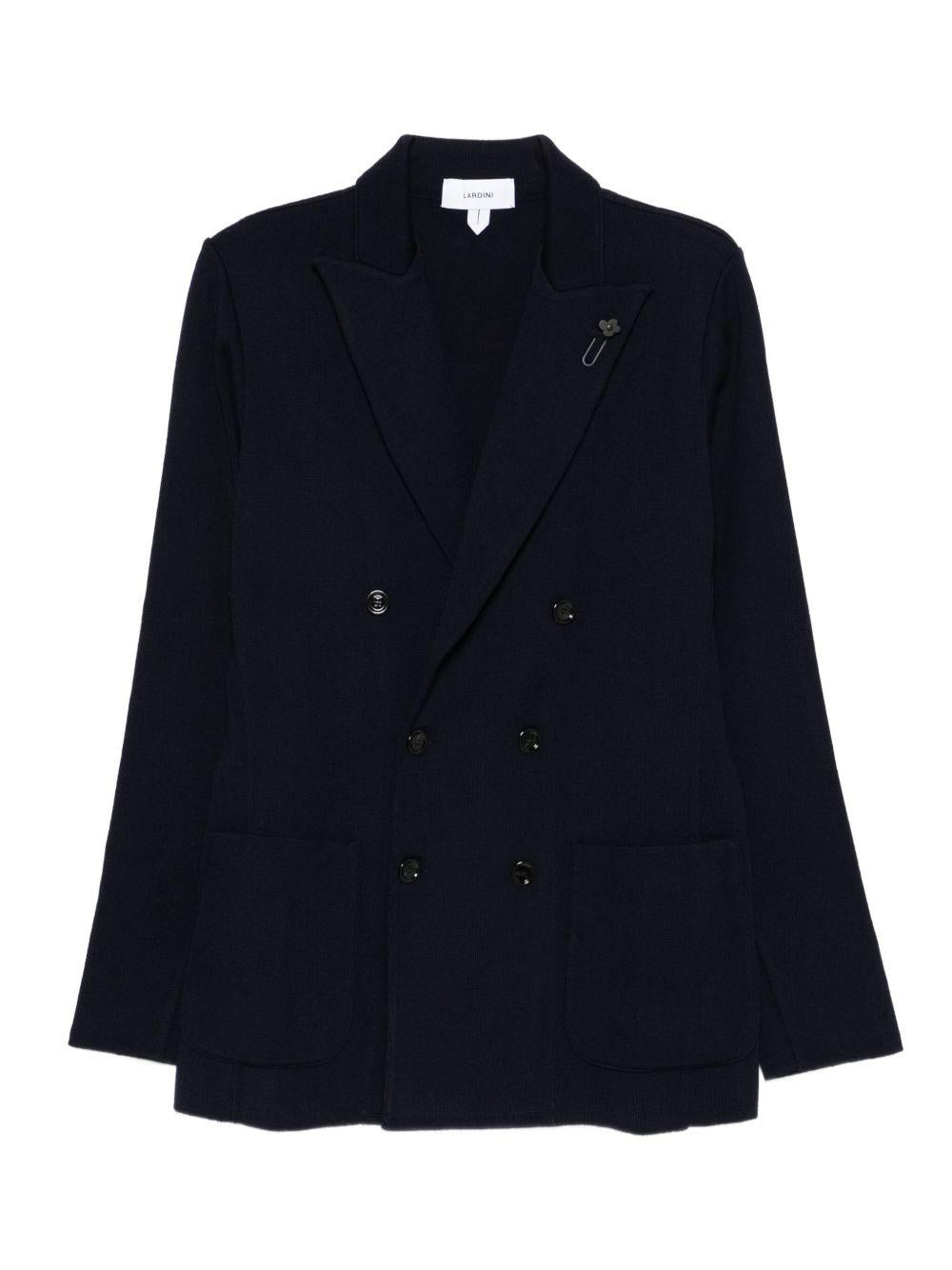 Giacca doppiopetto blu in lana 