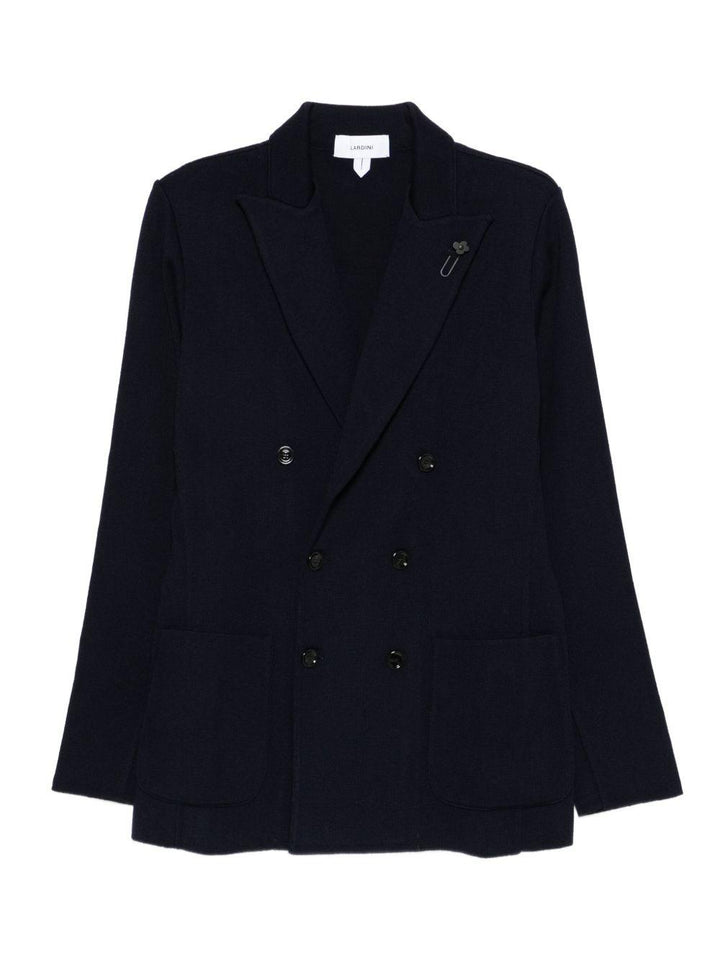Giacca doppiopetto blu in lana 