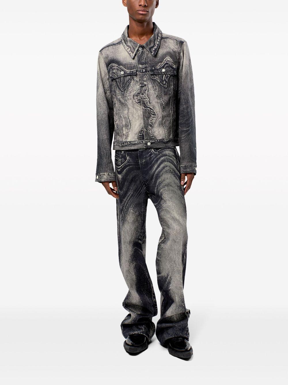 Giacca denim grigio scuro con stampa 
