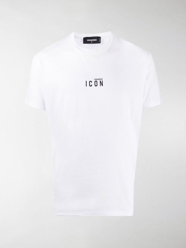 T-shirt Bianca Micro-Stampa Icon 