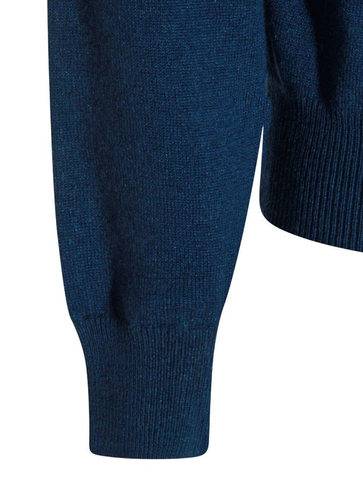 Maglione girocollo blu in cashmere 