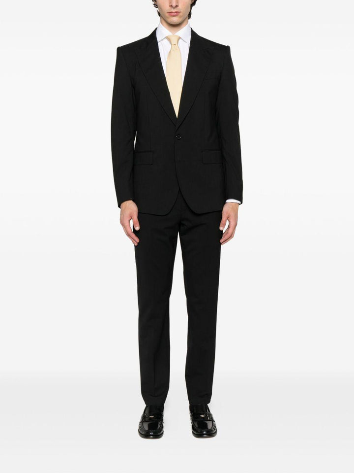 Pantaloni dritti neri in lana 