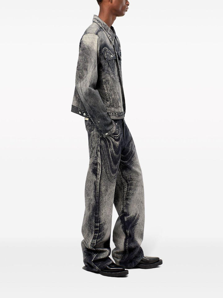 Giacca denim grigio scuro con stampa 