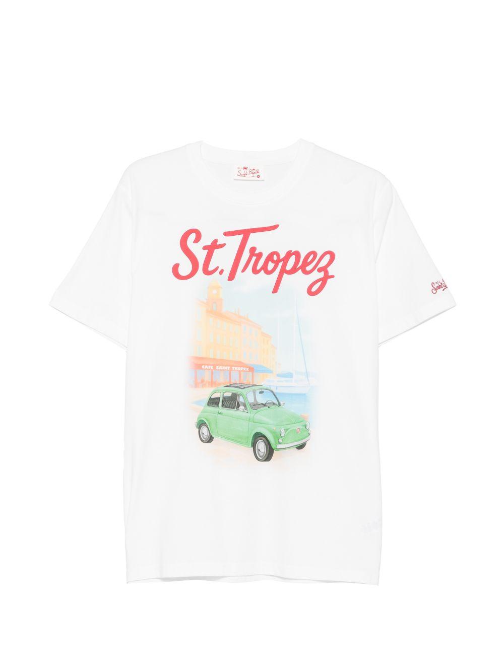 T-shirt bianca in cotone con stampa 