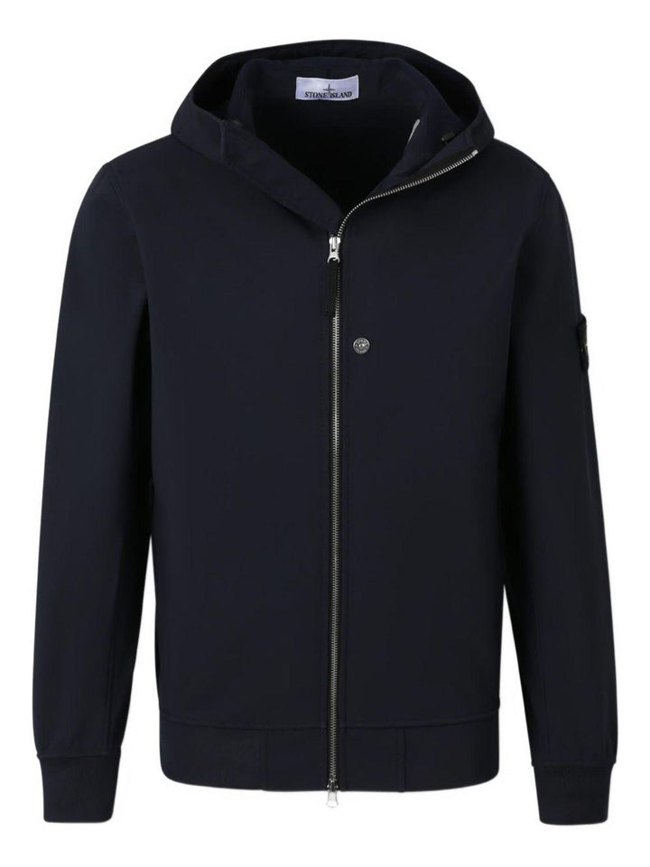Felpa blu navy con cappuccio e applicazione Compass 