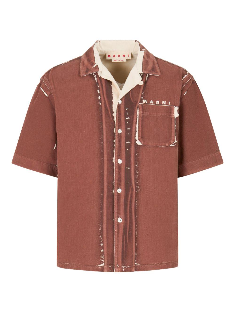 Camicia tobacco con logo ricamato 