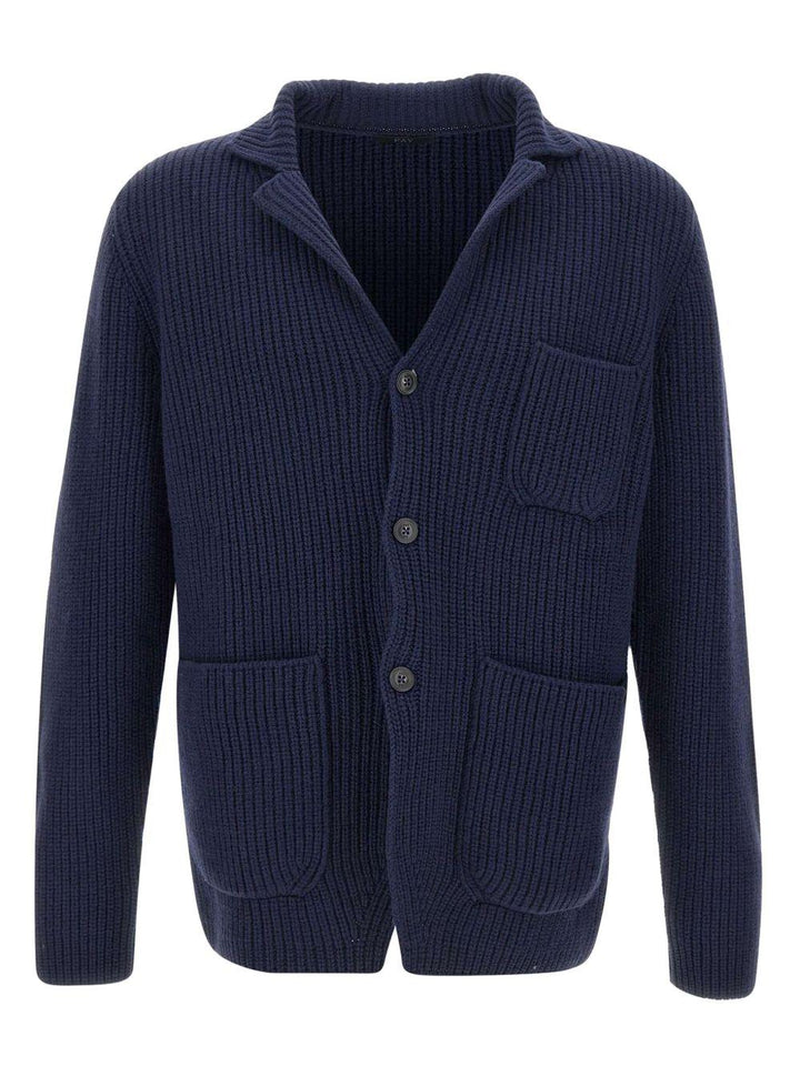 Cardigan blu con applicazione 