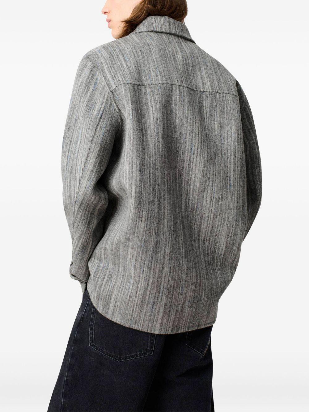 Giacca-camicia grigia a righe con logo ricamato 