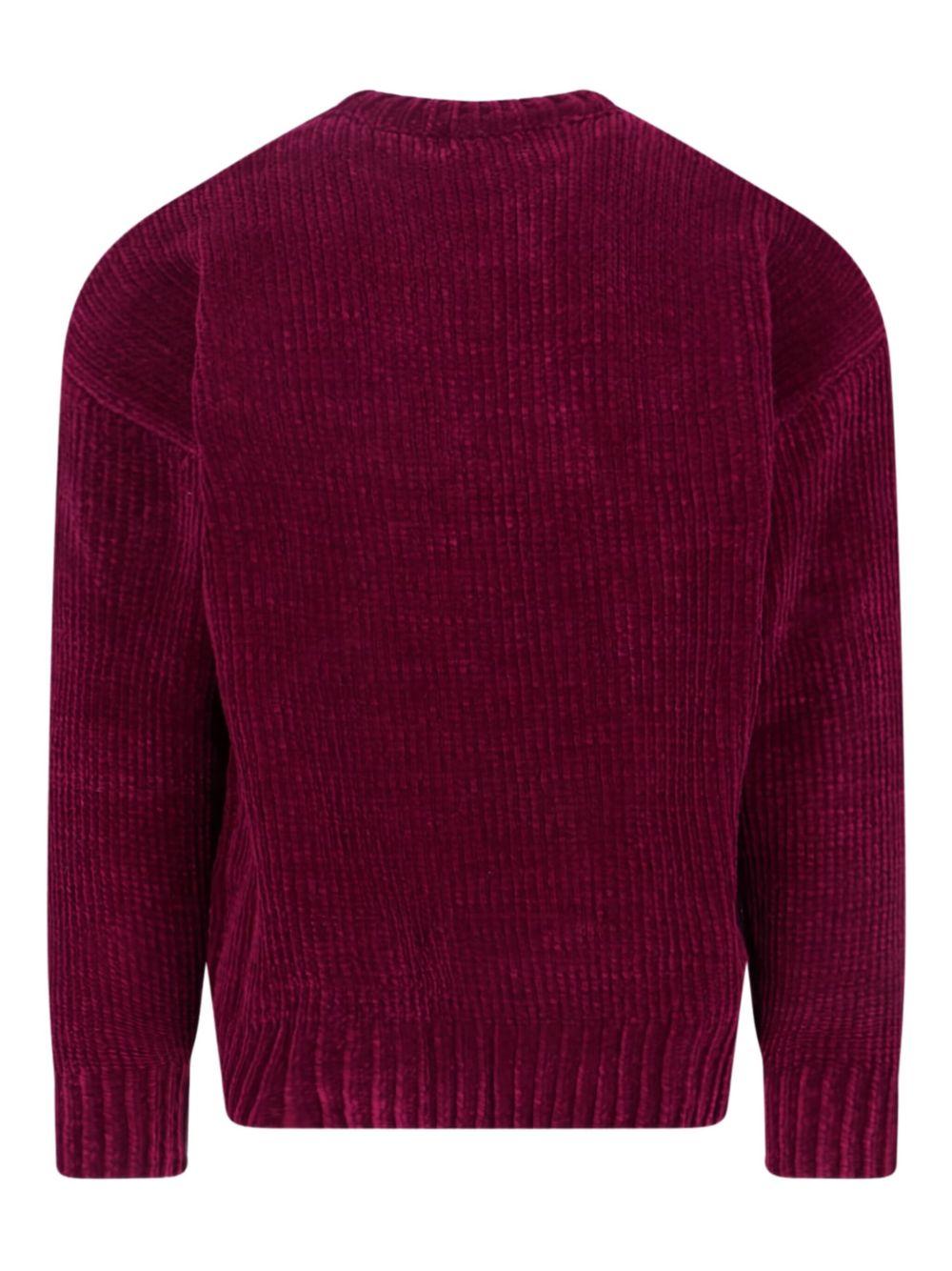Maglione burgundy a coste girocollo