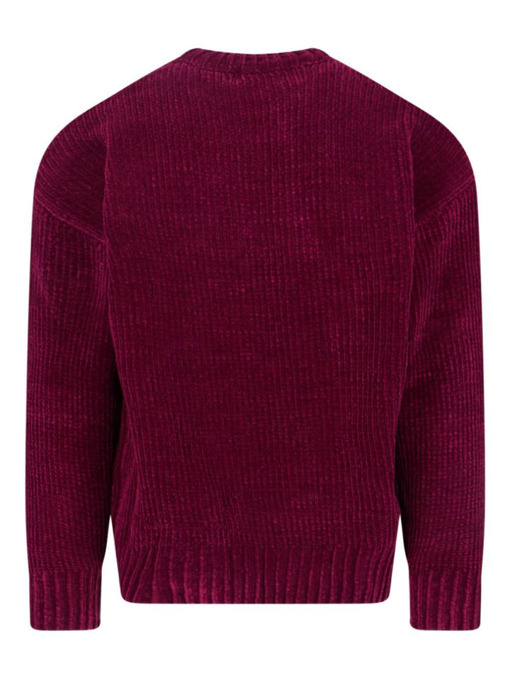 Maglione burgundy a coste girocollo