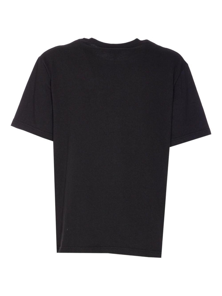 T-shirt nera girocollo con ricamo 