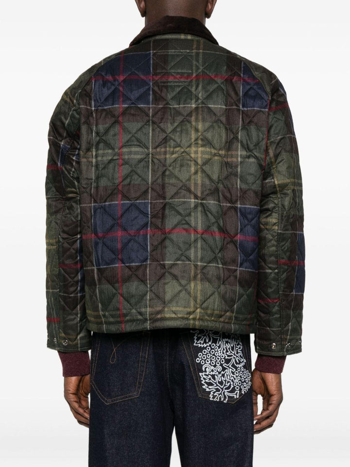 Giacca trapuntata verde scuro tartan 