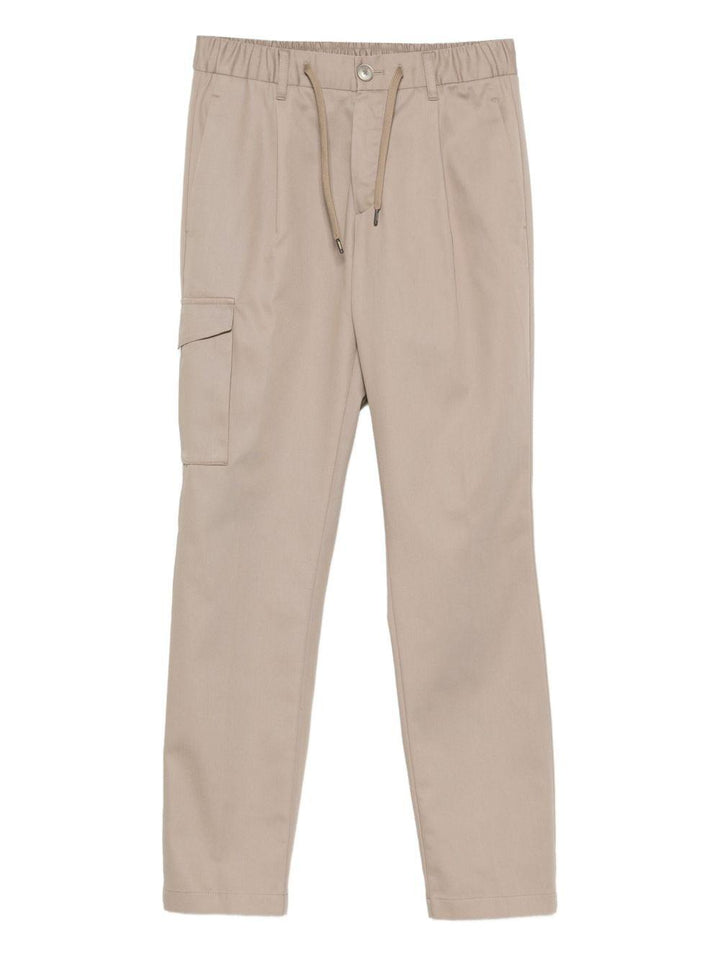 Pantaloni cargo beige in cotone con coulisse 