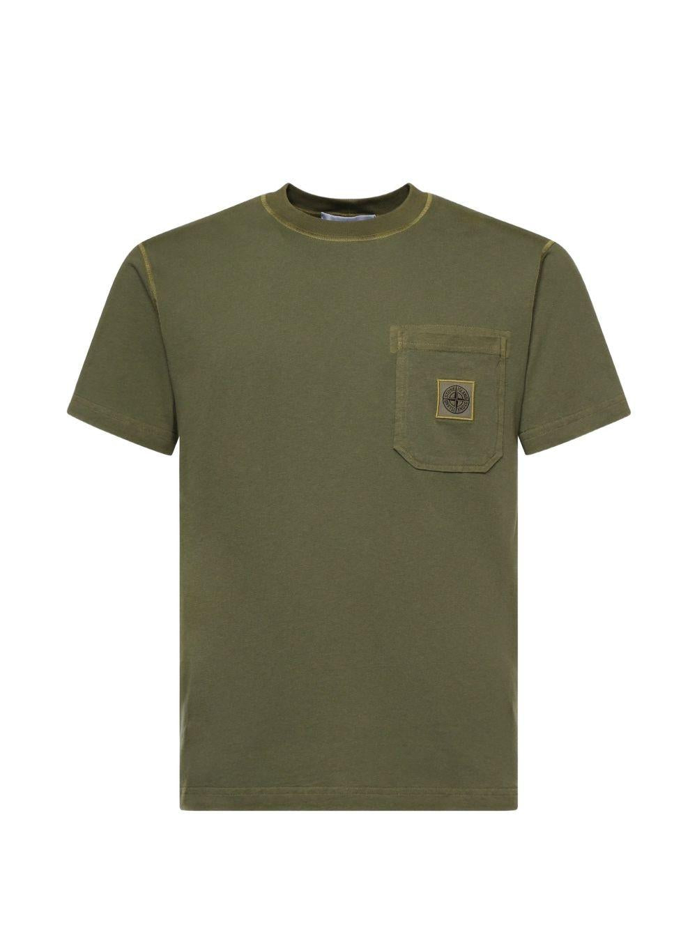 T-shirt con taschino verde militare 