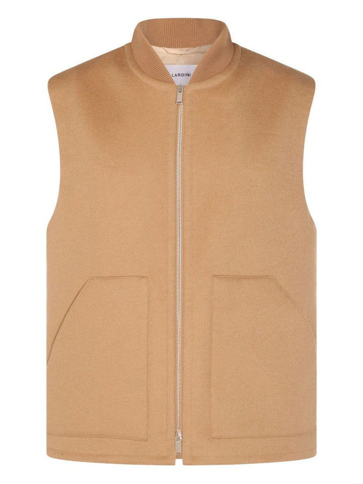 Gilet cammello con zip 