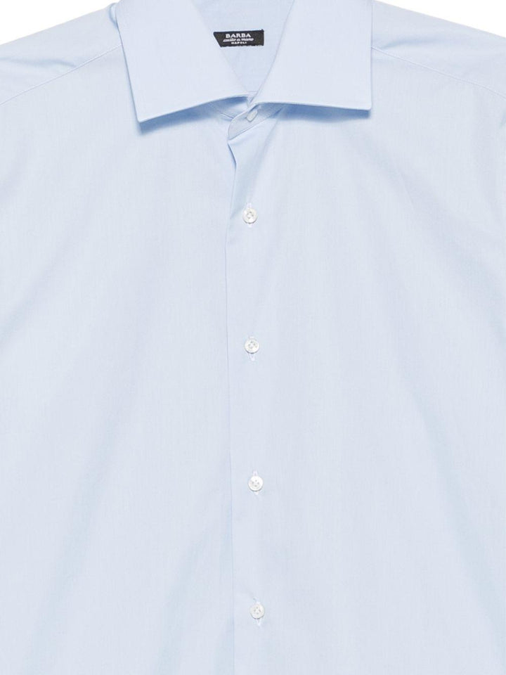 Camicia azzurra a maniche lunghe con colletto polo 
