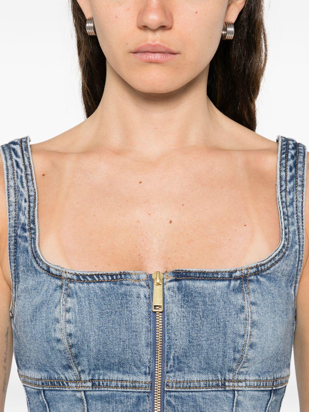 Abito corto in denim con zip 