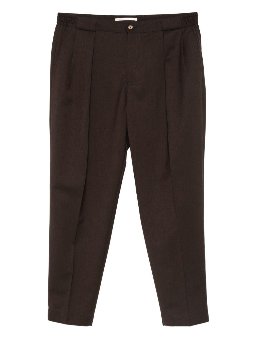 Pantaloni marroni con pieghe frontali Portobello 