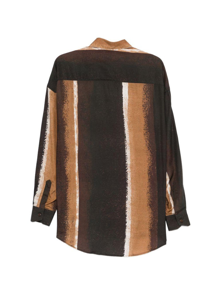 Camicia a righe marrone/nero in lyocell 
