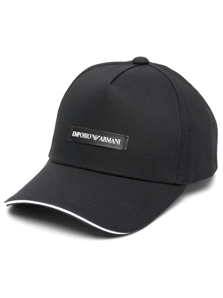 Cappello da baseball nero e bianco opaco con logo 